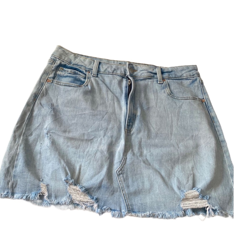 Wild Fable Thrashed Ripped Denim Skirt Size 16 - Frayed AF